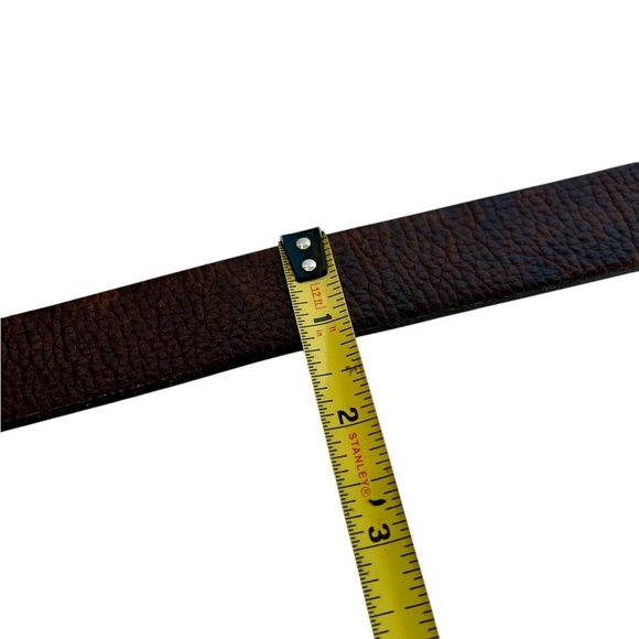 Dockers Full Grain Leather Dark Brown Classic Belt Brass Buckle Made In Italy - Picture 7 of 8